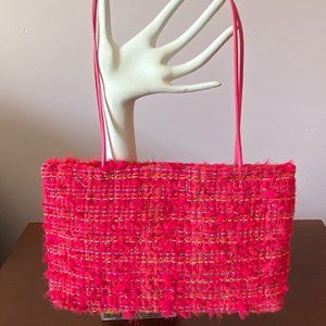 Loom Weaved Shoulder Purse, Hand Crafted, Pink, Women's, Unique Accessory